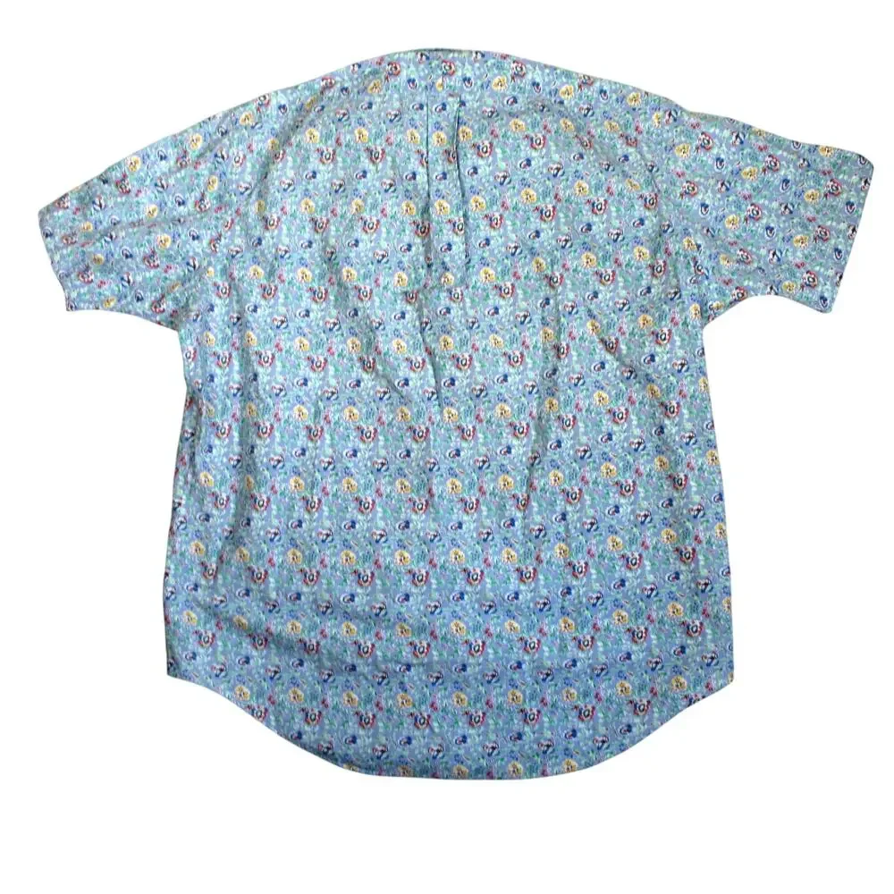 Polo Ralph Lauren Hawaiian Shirt Mens XL Blue Floral Button Up Vacation Preppy